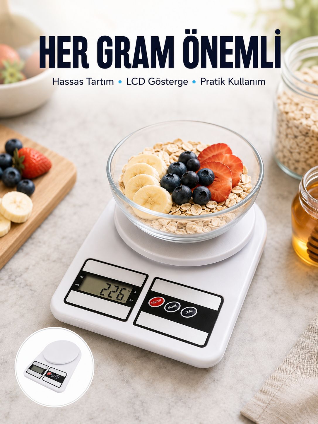 LCD Ekranlı Yüksek Hassasiyetli Dijital Mutfak Terazisi - Lisinya LCD Ekranlı Yüksek Hassasiyetli Dijital Mutfak Terazisi - Lisinya
