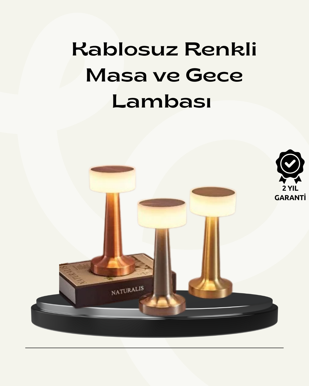 Modern USB'li Kablosuz Masa Lambası – Minimalist Tasarım, 3 Farklı Parlaklık - Lisinya