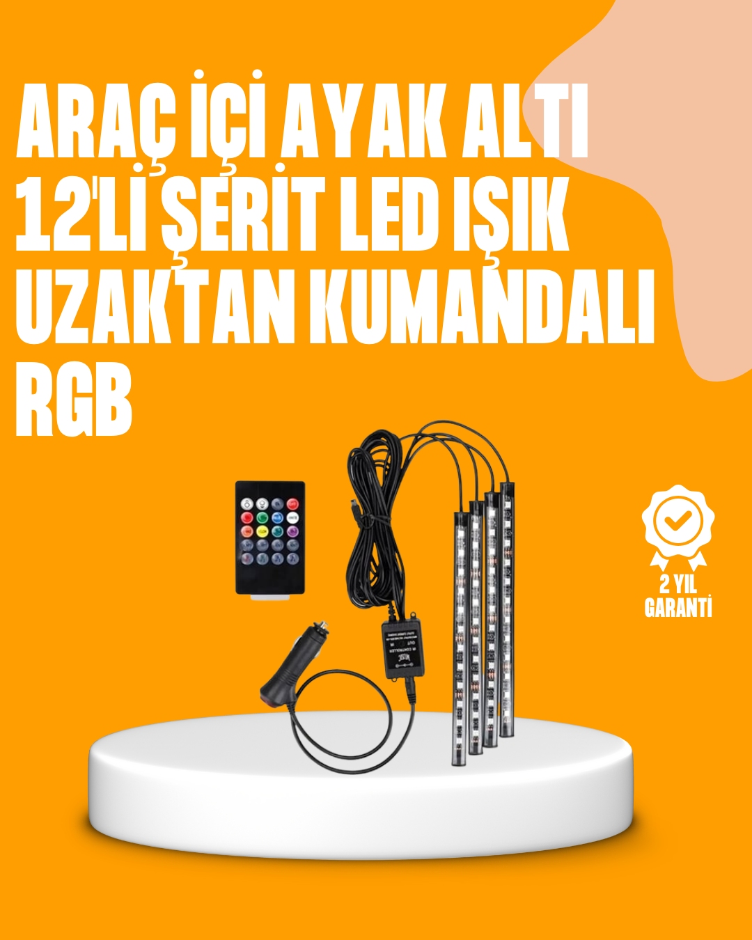 4 Parça RGB LED Araç İçi Aydınlatma Sistemi - Lisinya