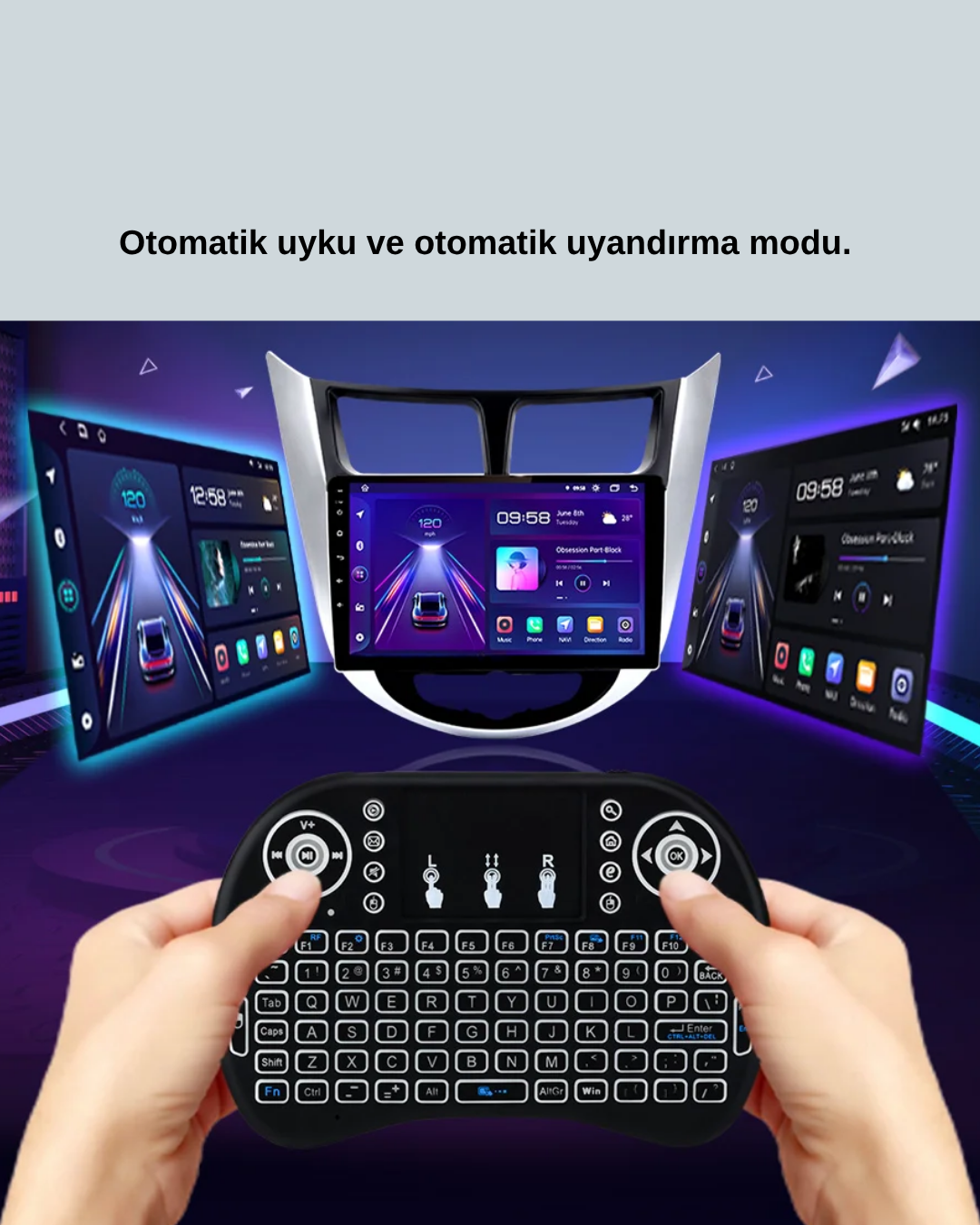 Işıklı Kablosuz Mini Klavye – 2.4 GHz, Dokunmatik Mouse Özellikli - Lisinya