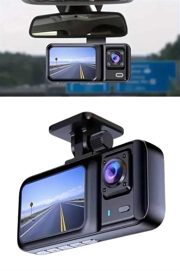 1080p Sürüş Kaydedici 2 İnç Araç Araba Ön İç Arka DVR IPS Ekran - Lisinya