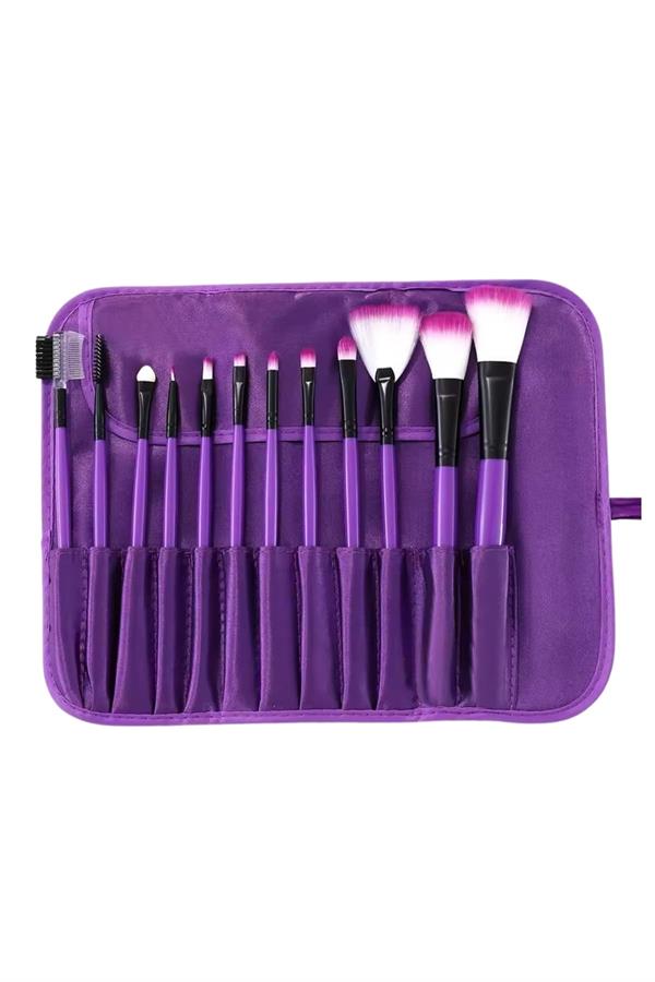 12 Parça Makyaj Fırça Seti Profesyonel Fondöten Allık Far Kontür Fırçası - Lisinya