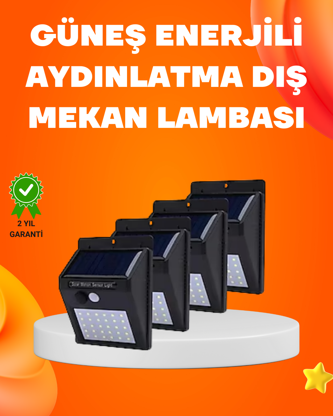 Montajlı Güneş Enerjili Duvar Tipi Aydınlatma – 8 Saat Çalışma Süresi - Lisinya