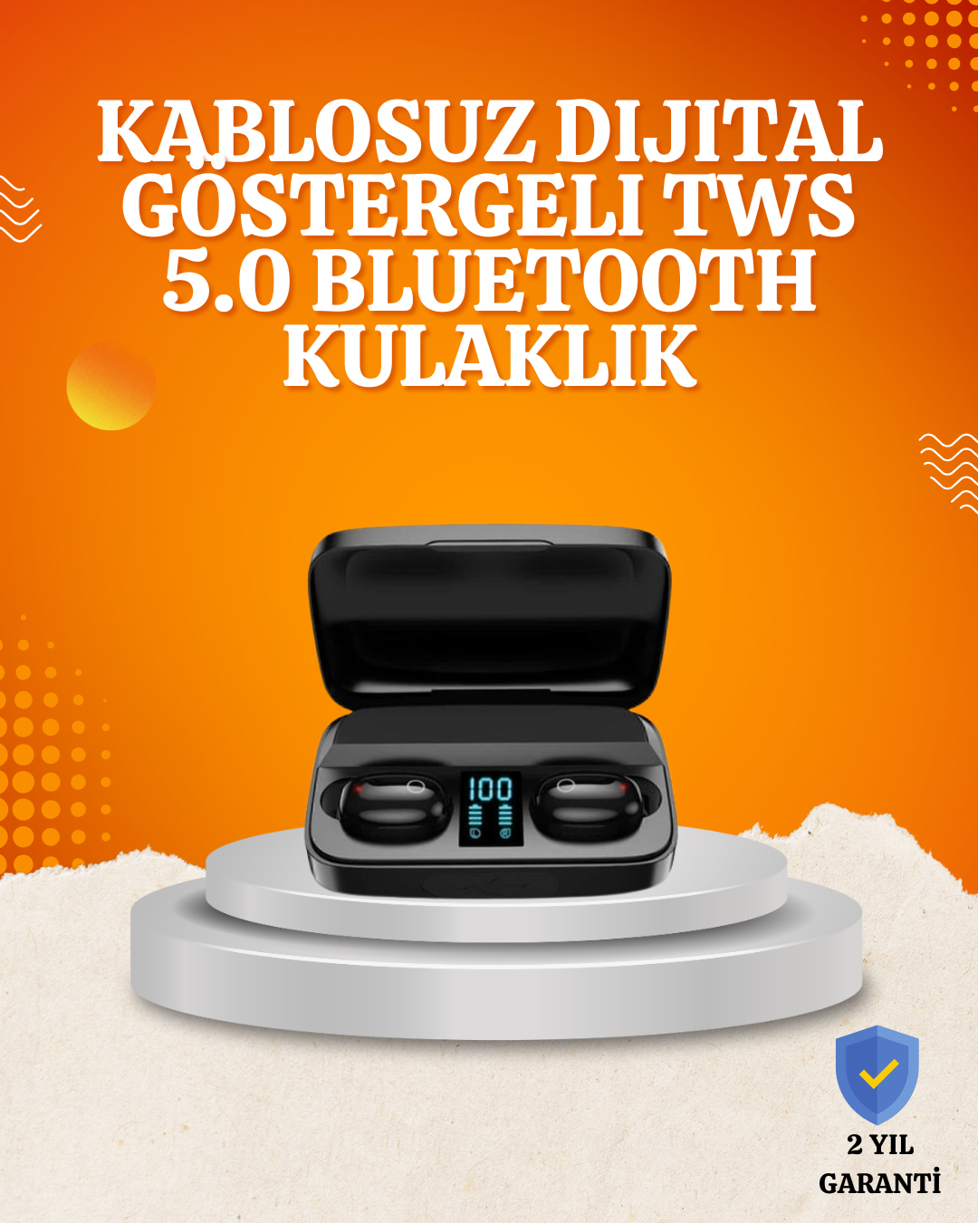 1800 mAh Güçlü Şarj Kutusu ile Bluetooth Kulaklık Seti - Lisinya
