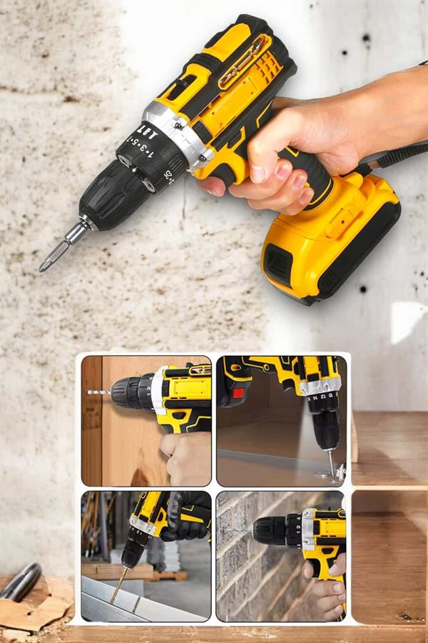 24 Parça Çift Bataryalı Şarjlı Matkap Seti 24W Motor ve Otomatik Mil Kilitli Tasarım - Lisinya