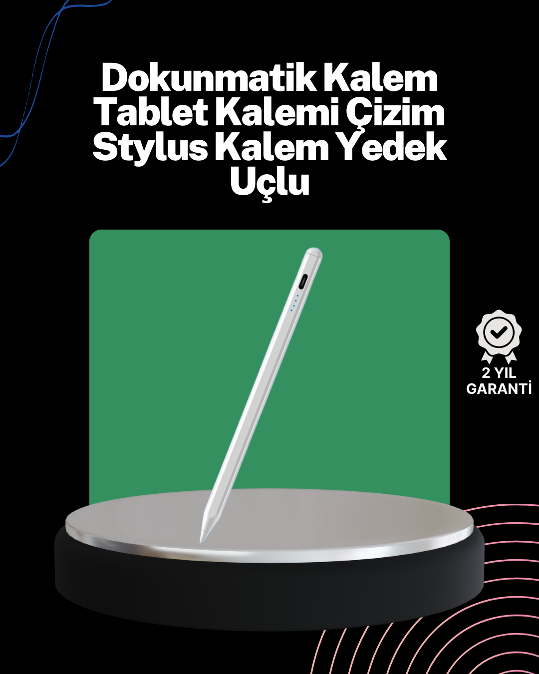 Akıcı Yazı ve Çizim için Eğim Sensörlü Dijital Kalem – 20 Saat Kesintisiz Kullanım - Lisinya