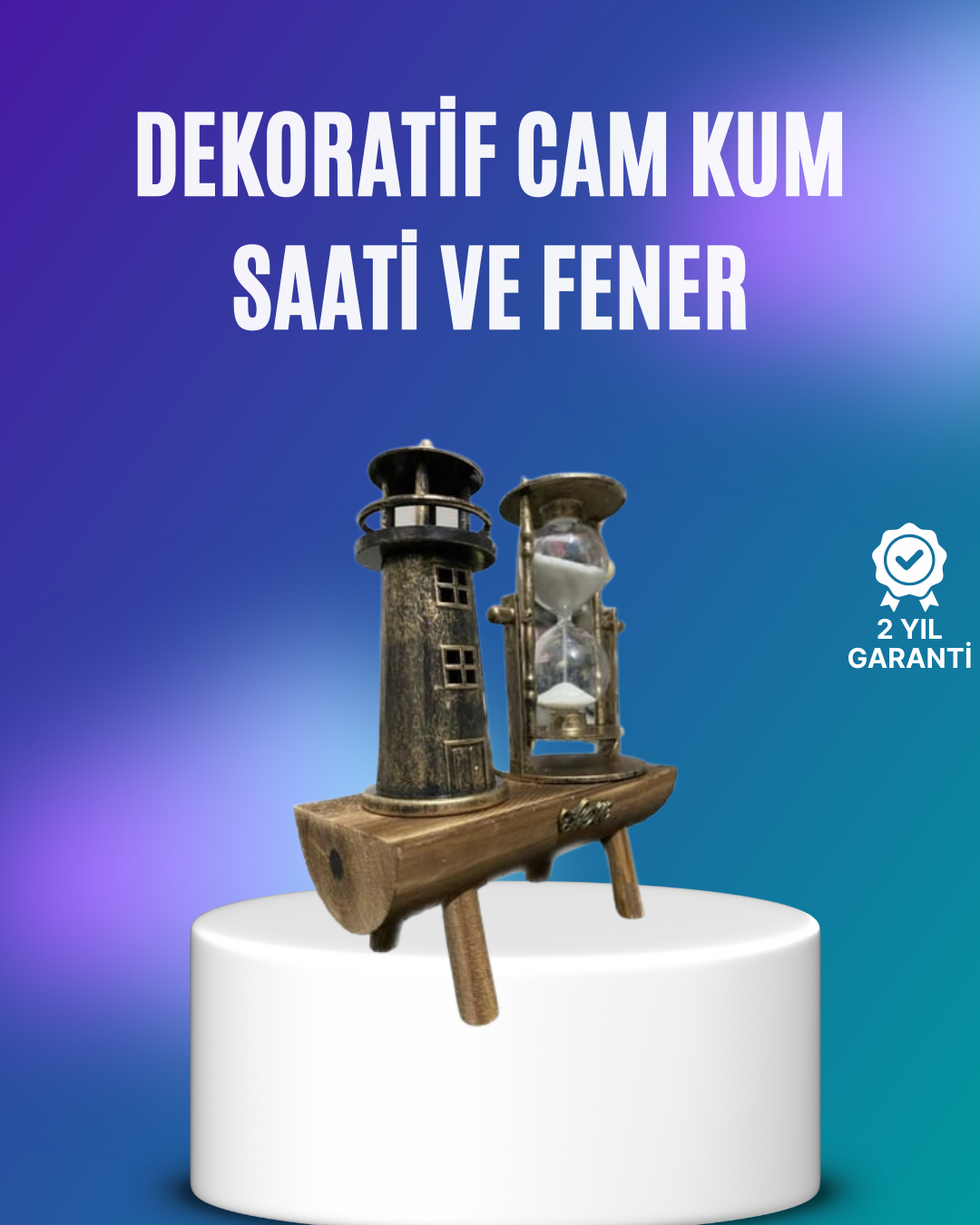 Deniz Feneri Şeklinde El Yapımı Kum Saati – Ev ve Ofis İçin Zarif Süs - Lisinya