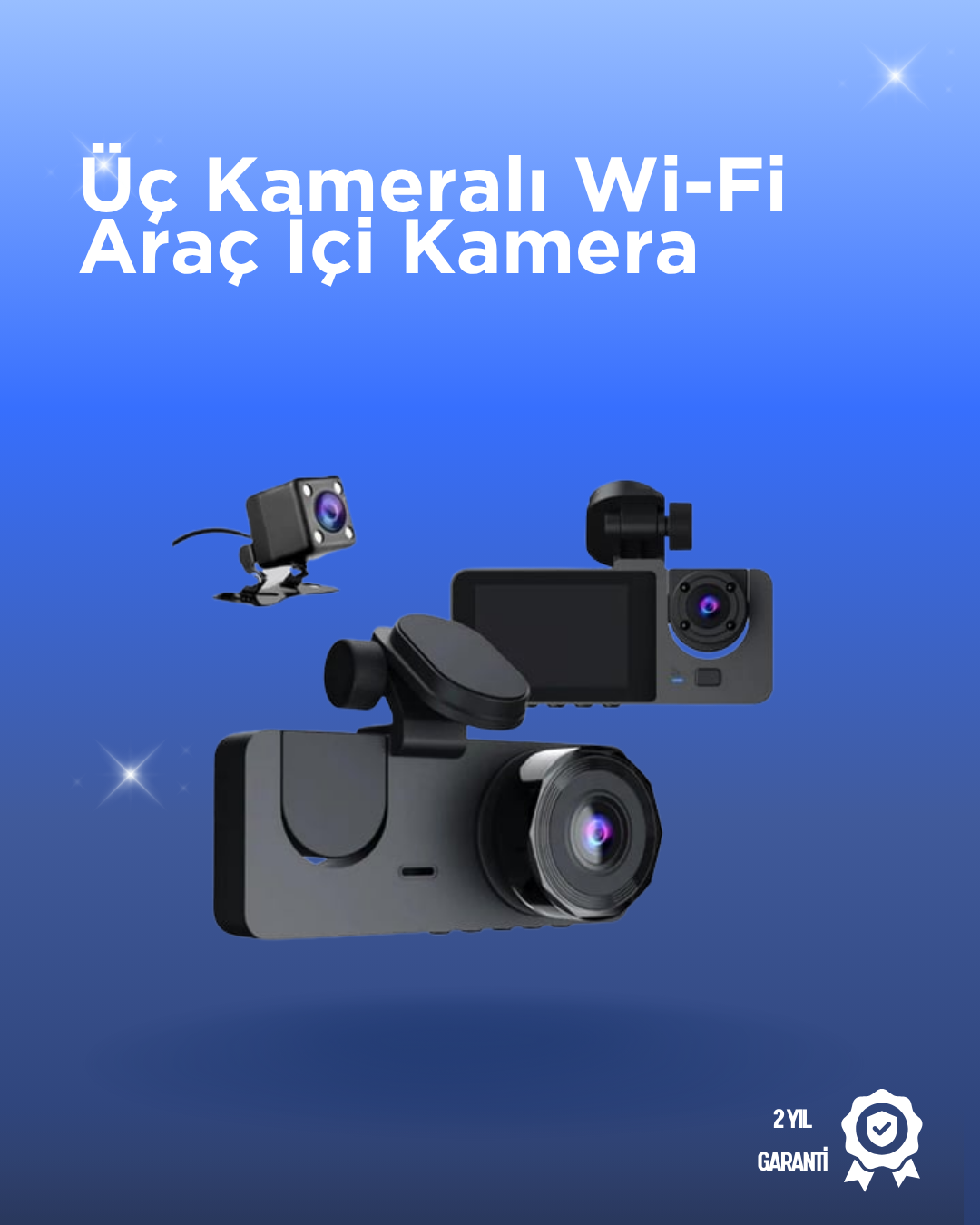 Gelişmiş G-Sensörlü Üçlü Araç Kamerası – 5” LCD Ekran ve Hareket Algılama - Lisinya