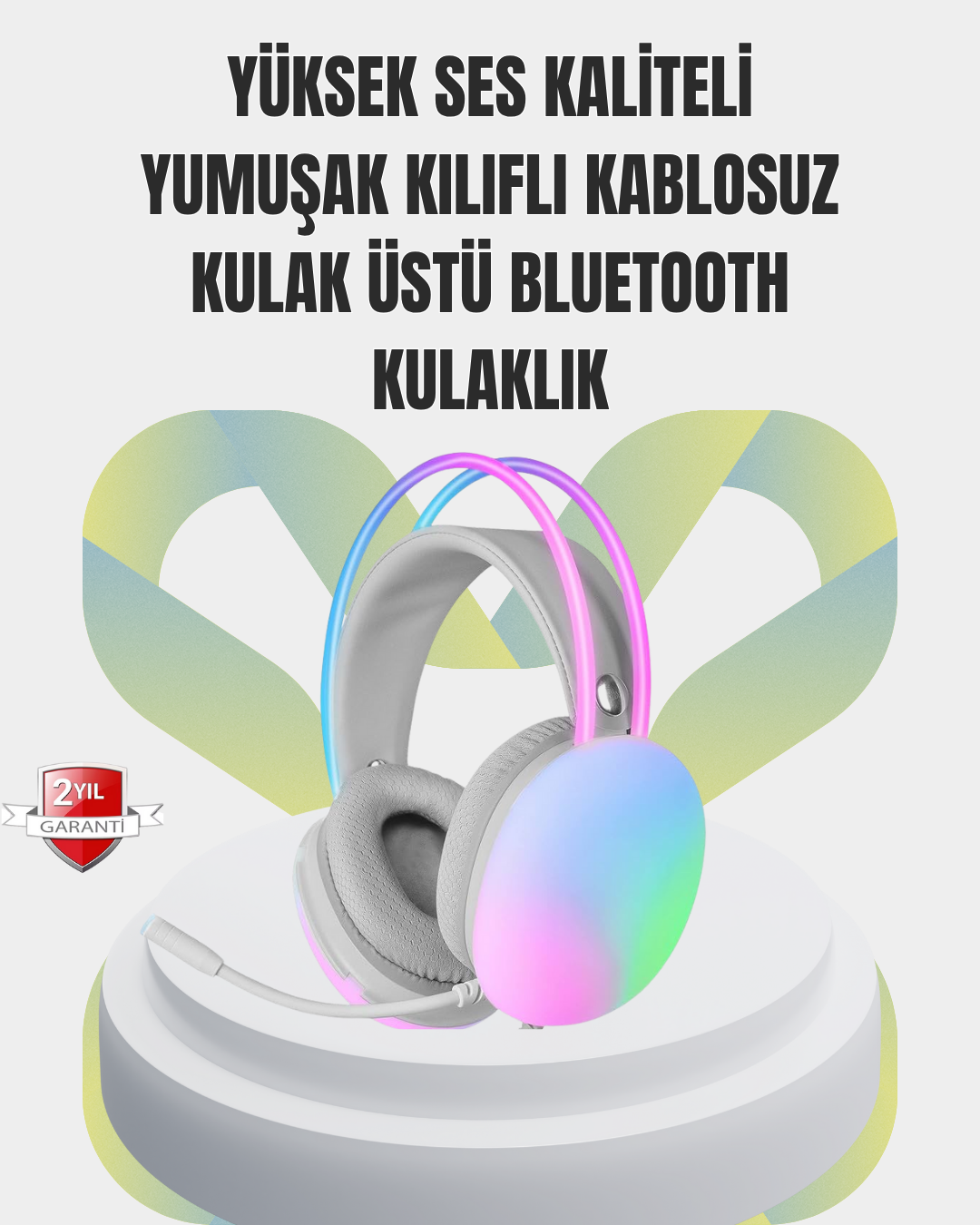 40mm Sürücülü RGB Kablosuz Kulaklık – Oyun ve Müzik için - Lisinya
