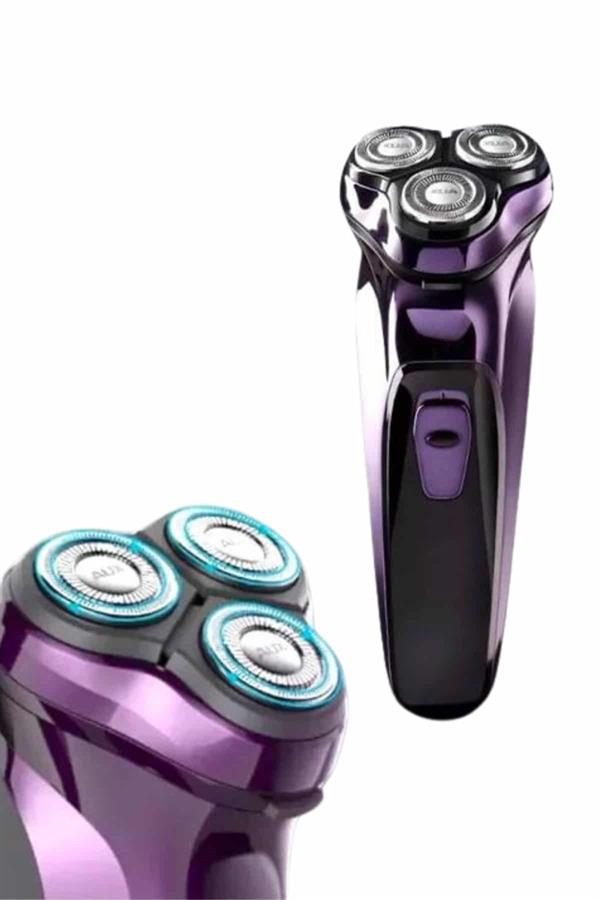 3 Bıçaklı Döner Başlıklı Sakal Sıfır Alma Tıraş Makinesi Profesyonel Paslanmaz Çelik - Lisinya