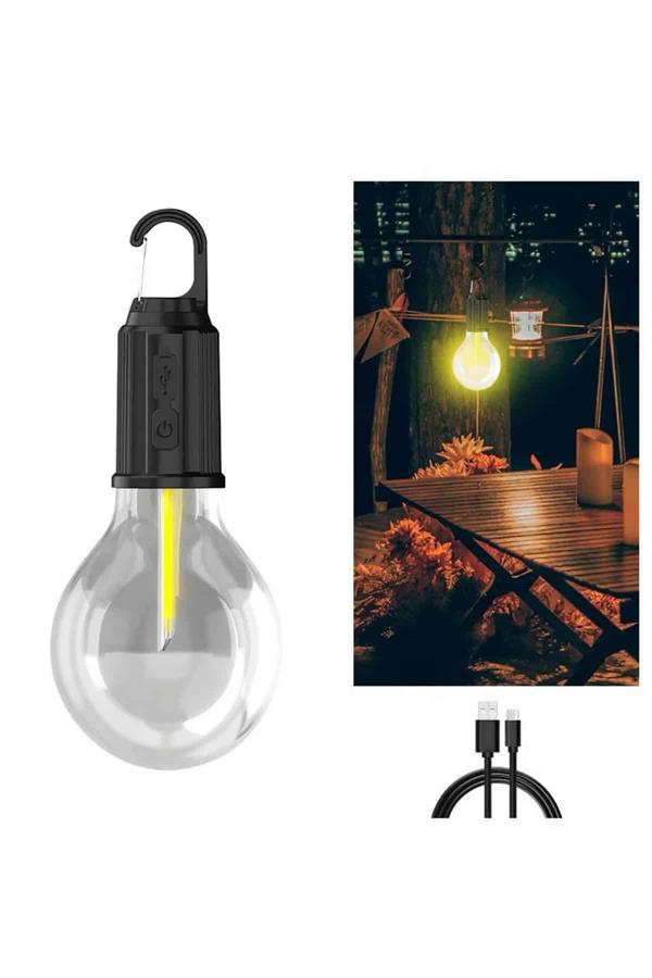 3 Farklı Mod LED'li Şarjlı Asma Kancalı Kamp Lambası Taşınabilir Ampul - Lisinya