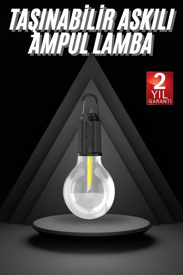 3 Farklı Mod LED'li Şarjlı Asma Kancalı Kamp Lambası Taşınabilir Ampul - Lisinya 3 Farklı Mod LED'li Şarjlı Asma Kancalı Kamp Lambası Taşınabilir Ampul - Lisinya