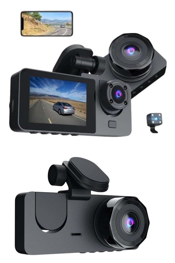 3 Kameralı 2 İnç 1080P Araç İçi Kamera Sürüş Kamerası CarPlay - Lisinya