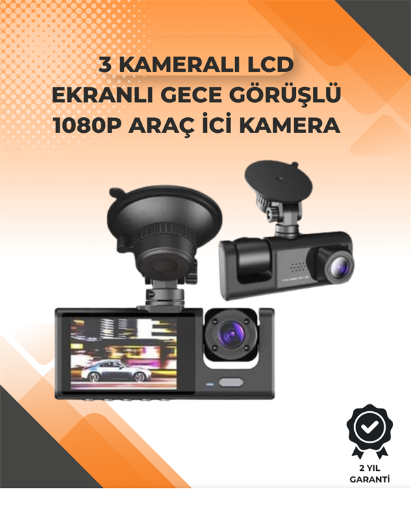 3 Kameralı Dashcam Sistem – Geri Görüş Yardımı, Park Koruması ve G-Sensör - Lisinya