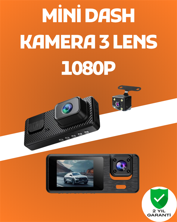 3 Kanallı Araç DVR – Ön + İç + Arka Kamera ile Tam Kapsama, Yüksek Güvenlik - Lisinya