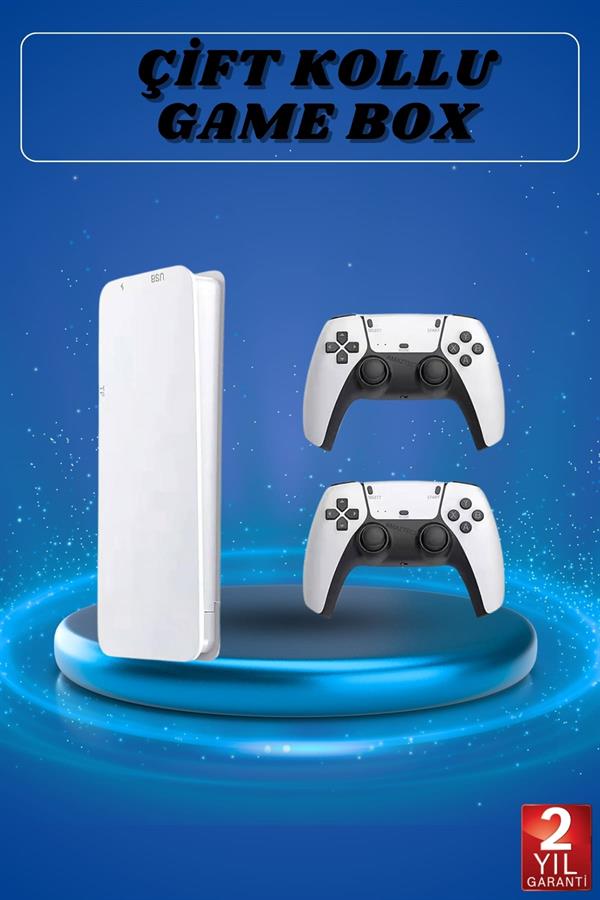 3D Çift Oyun Kollu 4K HD Ekran Nostaljik 20.000 Oyunlu Beyaz Game Box - Lisinya