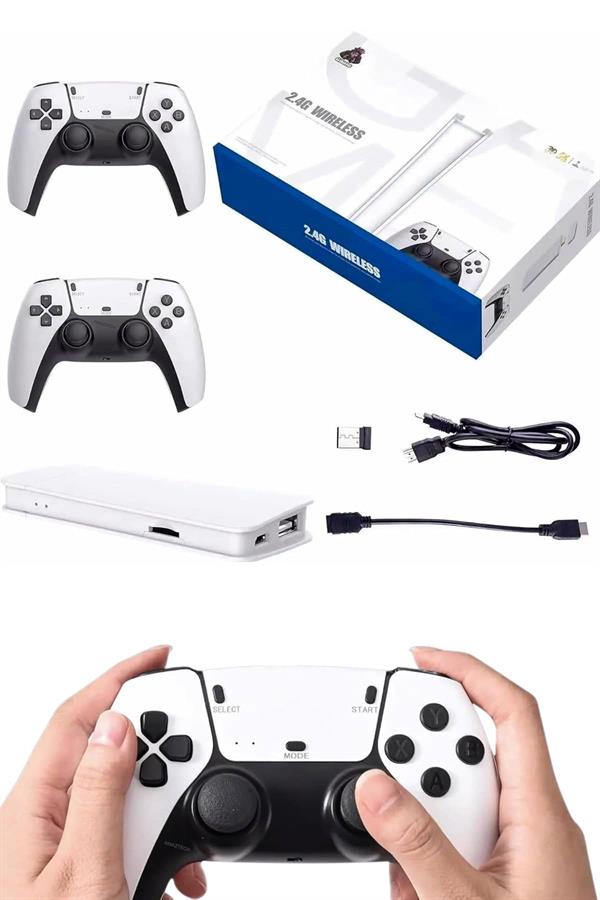 3D Çift Oyun Kollu 4K HD Ekran Nostaljik 20.000 Oyunlu Beyaz Game Box - Lisinya