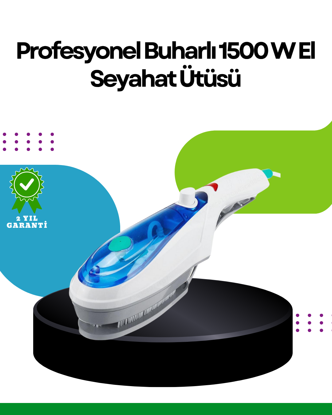 Taşınabilir Buharlı Ütü 1500W | Giysilerde Yanık Bırakmaz, Kokuyu Giderir - Lisinya