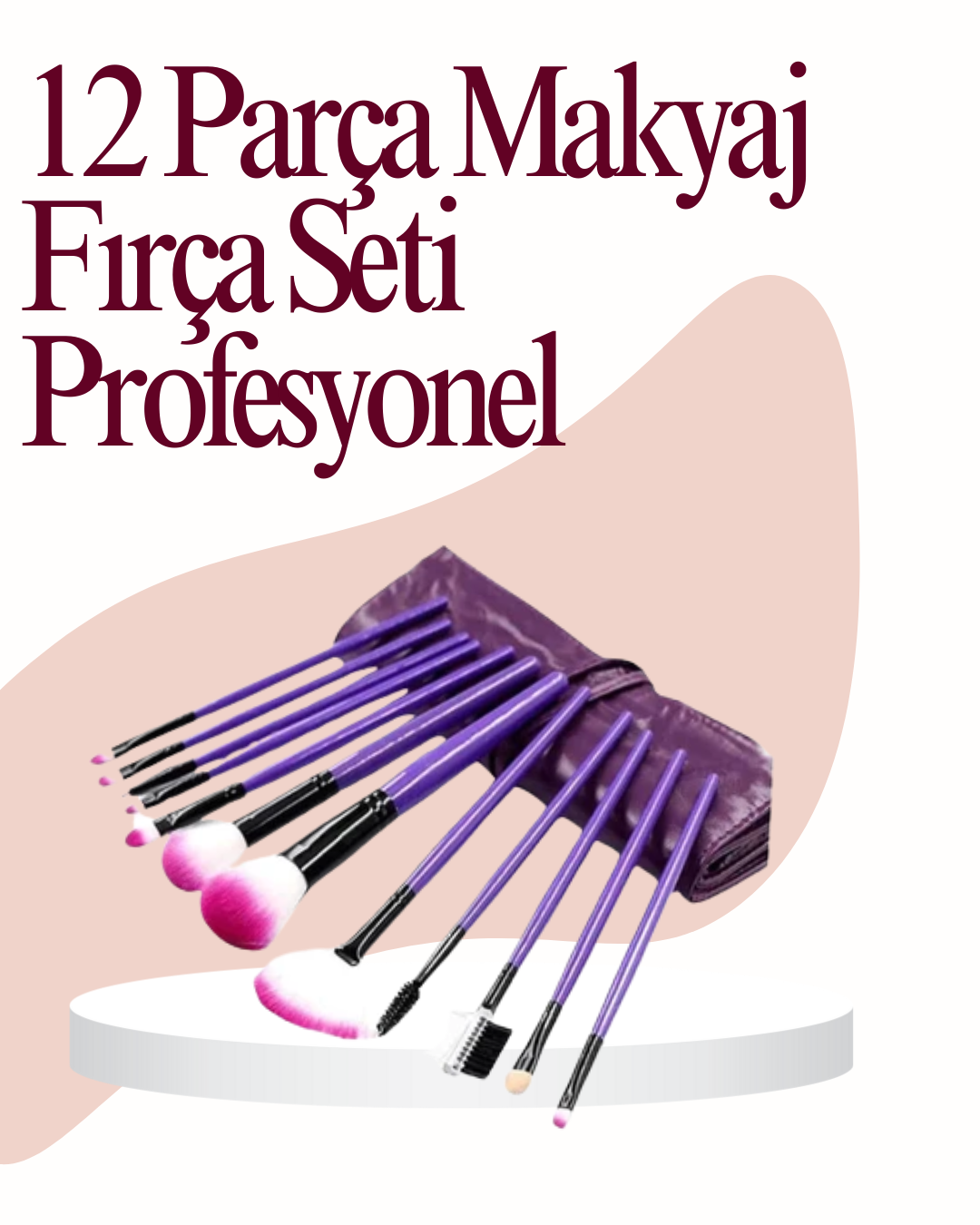 Yumuşak Fiber Kıllardan Oluşan 12'li Makyaj Fırçası Seti Göz Farı Allık ve Kontür İçin - Lisinya