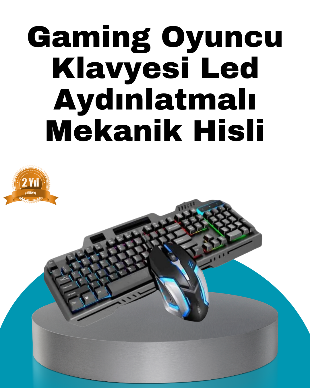 Mekanik Oyuncu Seti – LED Işıklandırma ve Ergonomik Mouse - Lisinya