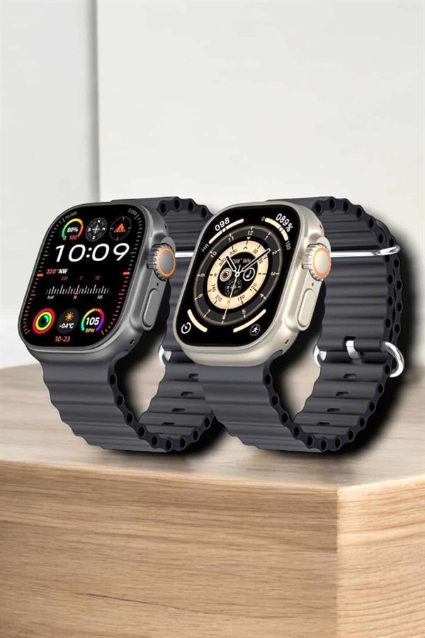 45 MM Gri Kasa Ultra Akıllı Saat Sesli Görüşme, Sağlık Takibi, Suya Dayanıklı - Lisinya