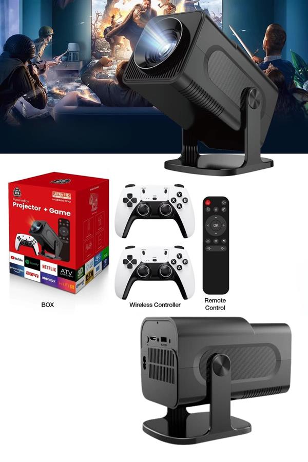 4K Android Smart Wi-fi Çift Kollu Projeksiyon Game Box Kumandalı Taşınabilir - Lisinya