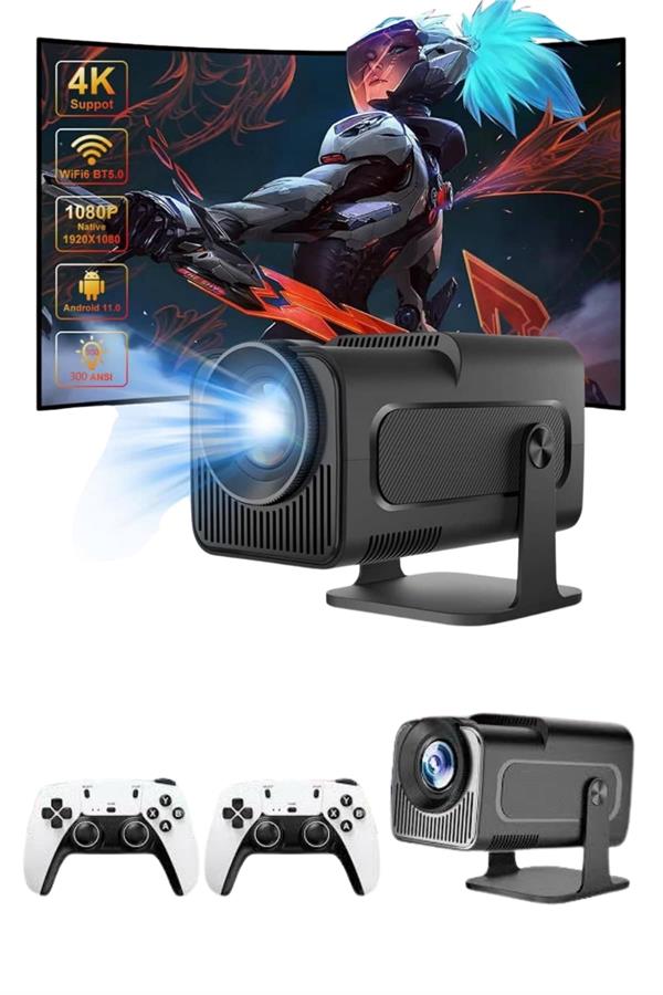 4K Android Smart Wi-fi Çift Kollu Projeksiyon Game Box Kumandalı Taşınabilir - Lisinya