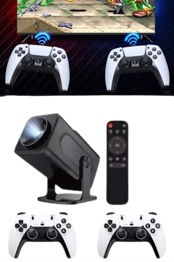 4K Android Smart Wi-fi Çift Kollu Projeksiyon Game Box Kumandalı Taşınabilir - Lisinya