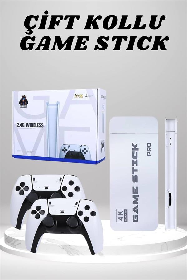 4K HD Görüntü Kaliteli Retro Game Stick 20000 Oyunlu Çift Kollu Beyaz Game Stick - Lisinya