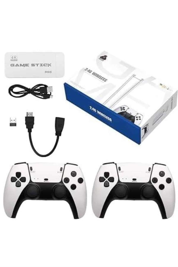 4K HD Görüntü Kaliteli Retro Game Stick 20000 Oyunlu Çift Kollu Beyaz Game Stick - Lisinya