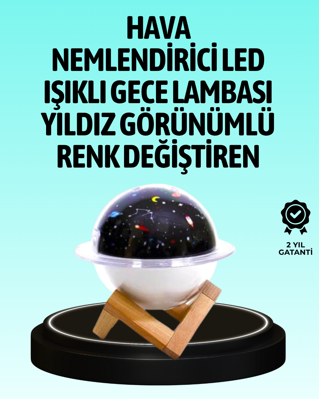 USB ile çalışan projektörlü aromaterapi nemlendirici masaüstü kullanım için uygun - Lisinya