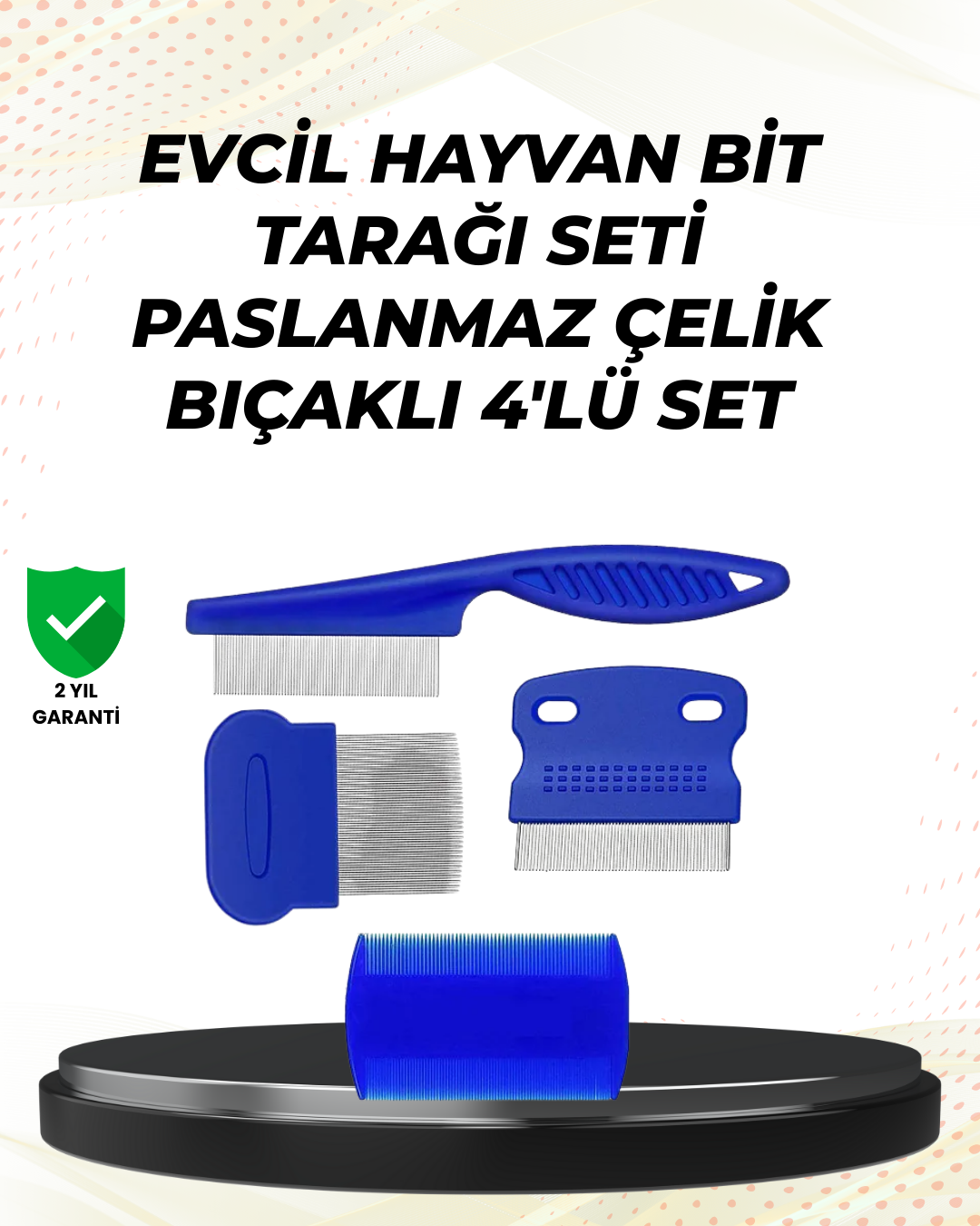 4 Parçalı Evcil Hayvan Tarak Seti – Paslanmaz Çelik Dişli, Ergonomik Saplı - Lisinya