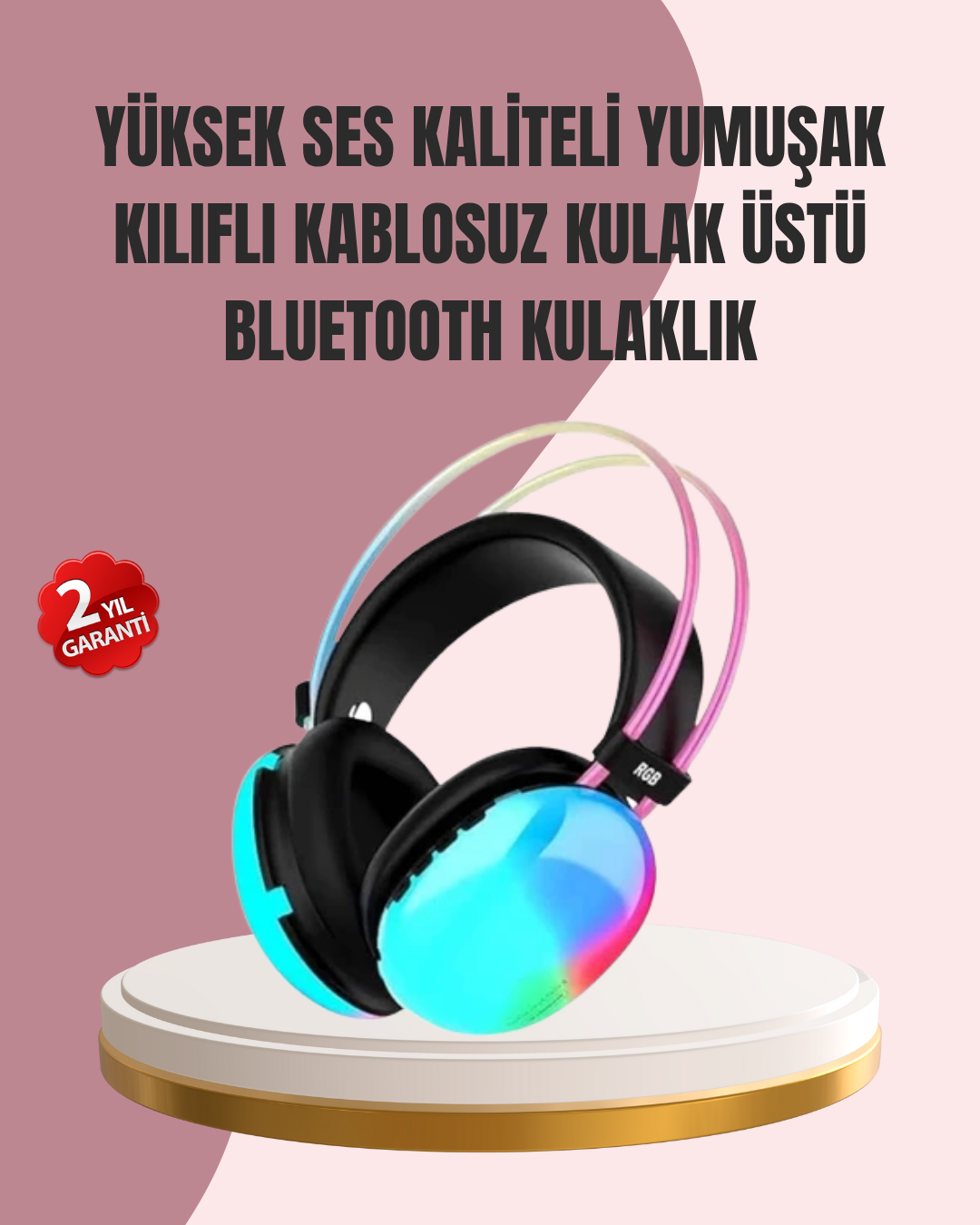 Düşük Gecikmeli Bluetooth 5.3 Gaming Kulaklık – RGB Işıklı - Lisinya