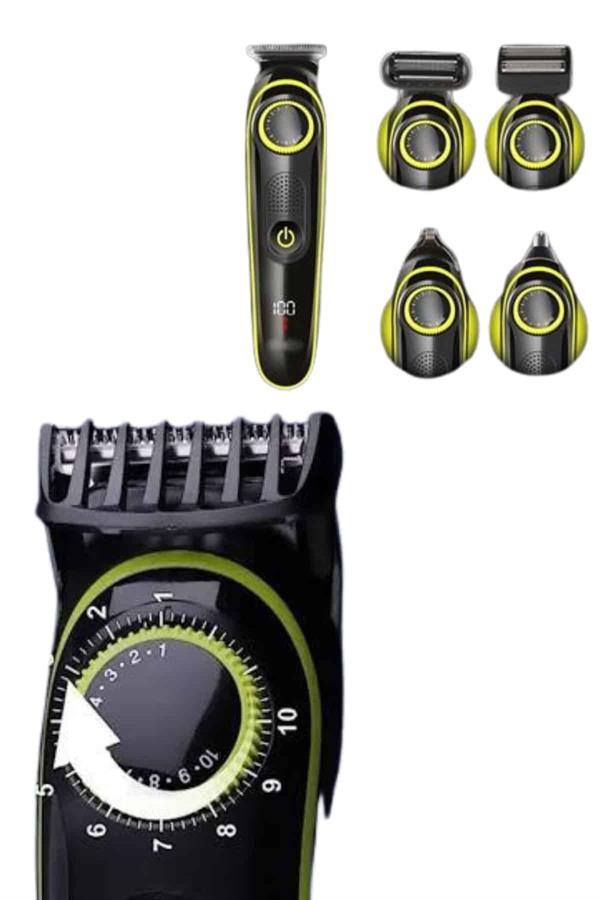5 Başlıklı Şarjlı Tıraş Makinesi Led Ekran Saç Sakal Ense Tıraşına Uygun Bakım Seti - Lisinya
