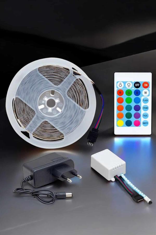 5 Metre Şerit Led RGB Işıklı Kumandalı Güç Adaptörü Her Ortama Uygun - Lisinya 5 Metre Şerit Led RGB Işıklı Kumandalı Güç Adaptörü Her Ortama Uygun - Lisinya