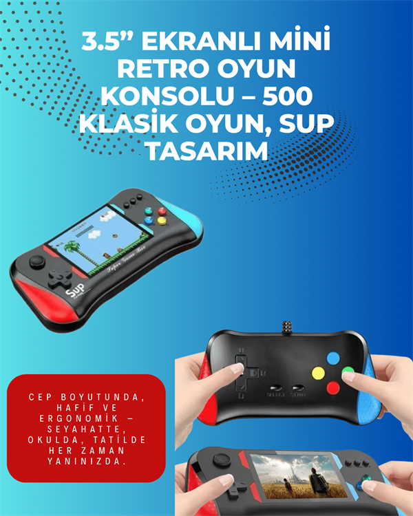 500 Retro Oyunlu Taşınabilir El Konsolu – X7M Modeli - Lisinya