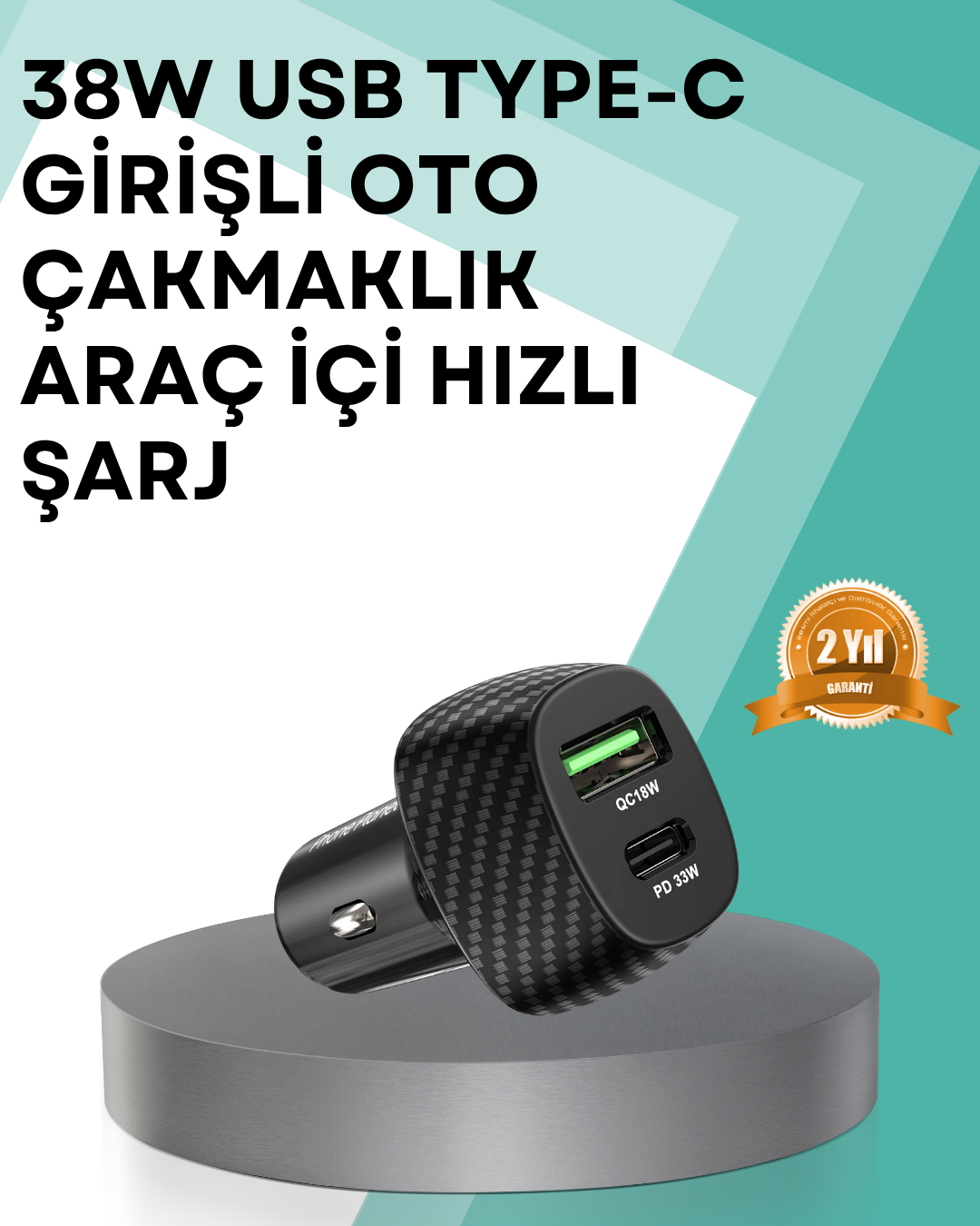 Çift Cihaz Destekli 38W Güçlü Çakmaklık Araç Şarj Cihazı - Lisinya
