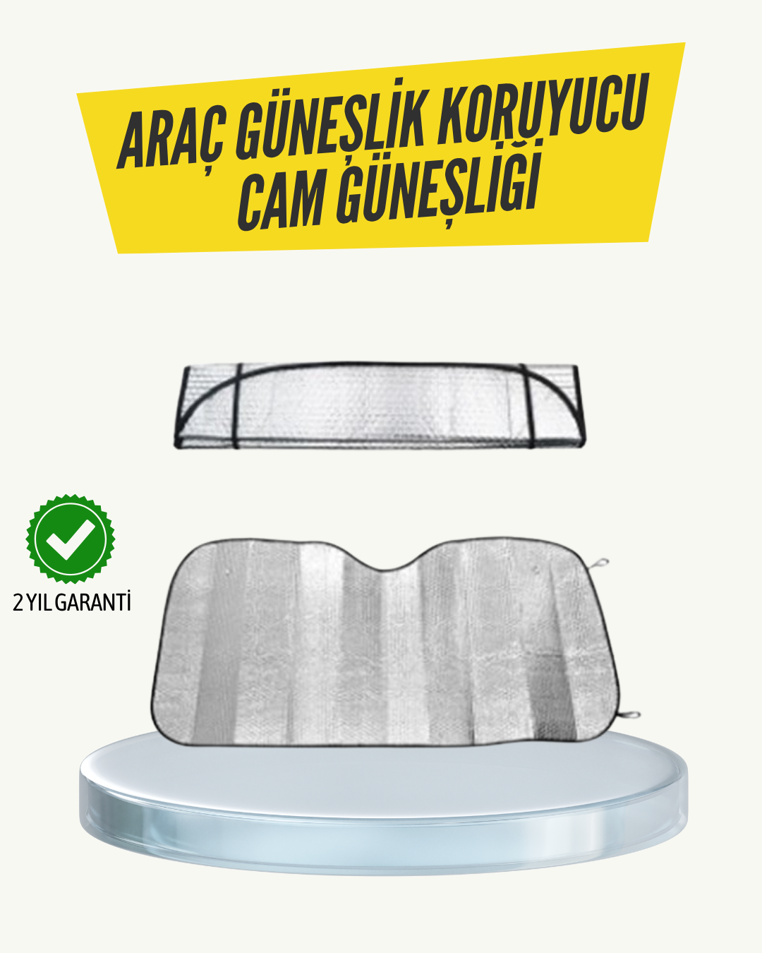 Metalize Reflektörlü Katlanabilir Araç Güneşliği – Yüksek Performanslı Isı ve UV Koruması - Lisinya