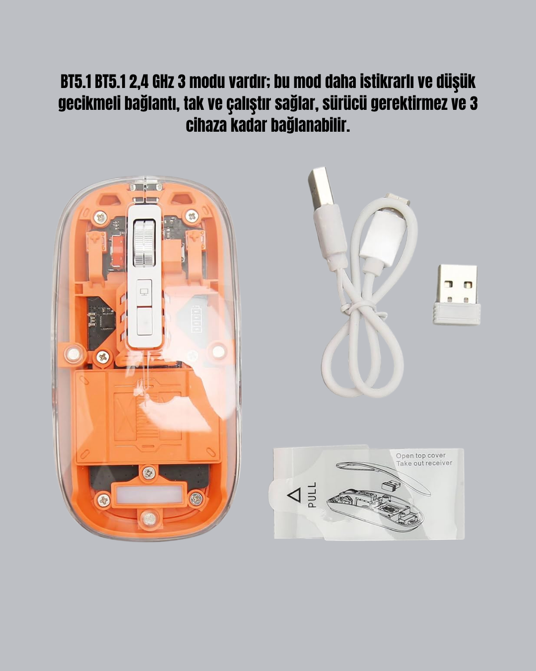 Şarjlı Ergonomik Fare – 1600 DPI, Sessiz Tıklama Özellikli - Lisinya