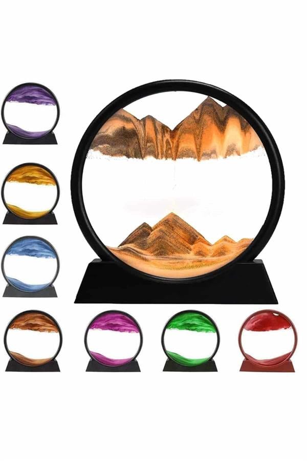 7 Inç Mavi Orta Boy Dekoratif Yuvarlak Şık Kum Tablosu Modern Dekoratif Süs - Lisinya