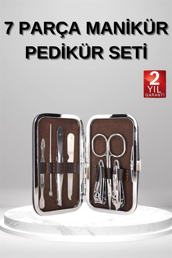 7 Parça Manikür Pedikür Seti El Ayak Bakımı Çantalı Paslanmaz Çelik - Lisinya