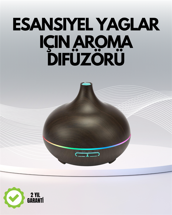 7 Renk Işıklı Ultrasonik Hava Difüzörü – Sessiz ve Güvenli Kullanım - Lisinya