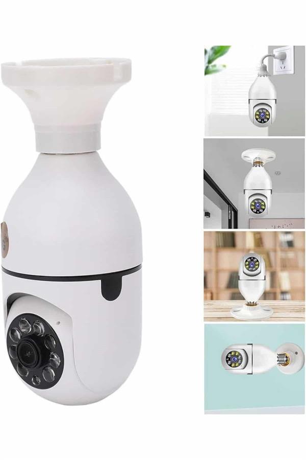 Akıllı Kamera Wifi Kamera Duylu Ampul Görünümlü 360 Derece Dönebilen Ev Kamerası - Lisinya