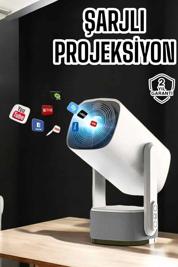 Akıllı Projeksiyon Powerbankli Taşınabilir Sinema Projektörü 4k HD Kaliteli - Lisinya