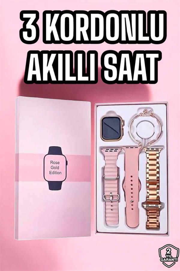 Akıllı Saat Amoled Ekran 3 Kordonlu Aksesuar Hediyeli Sesli Görüşme - Lisinya