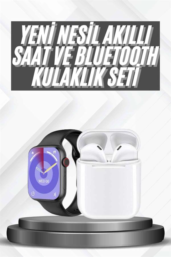 Akıllı Saat Gümüş Kasa Bluetooth Kulaklık Hediyeli Çok Fonksiyonlu İkili Set - Lisinya