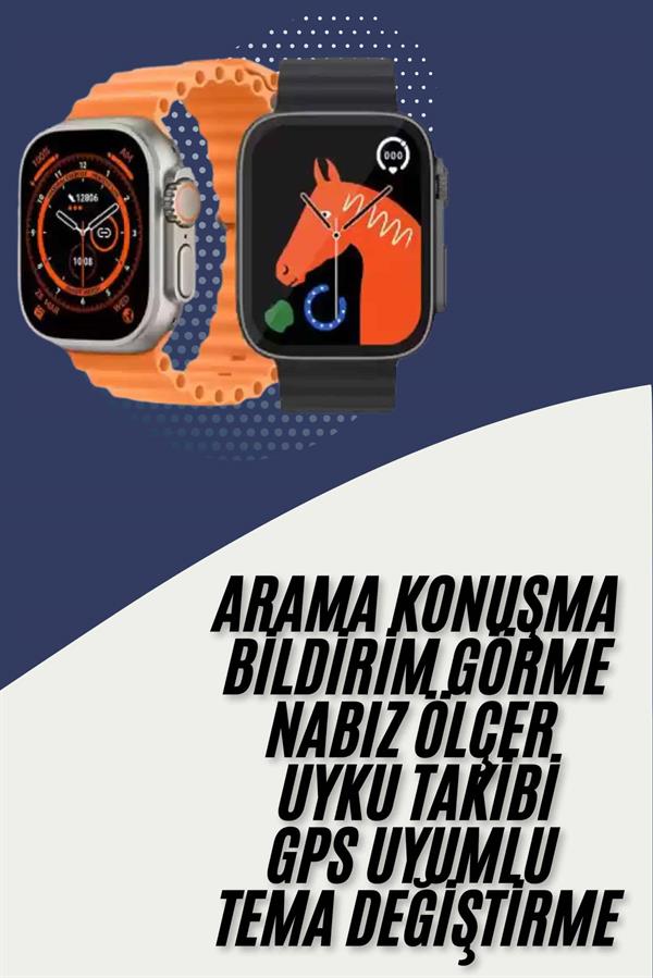 Akıllı Saat Kordon Hediyeli Güçlü Batarya Kapasiteli Titreşimli Bildirim Görme Unisex - Lisinya