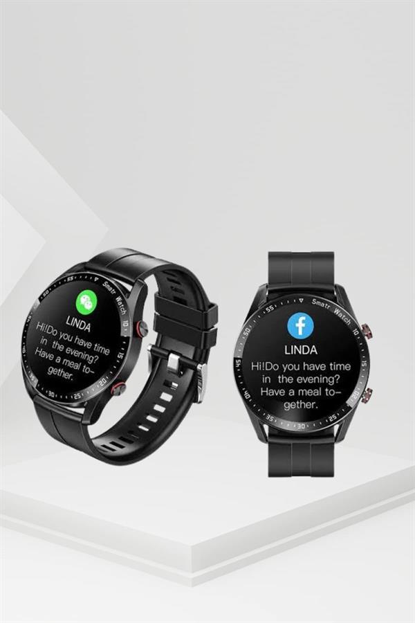 Akıllı Saat Titanyum Kasa Yuvarlak Ekran Alarm Uyku ve Sağlık Takibi Titreşimli - Lisinya