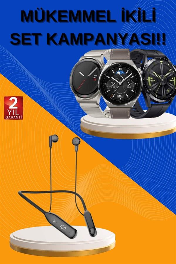 Alarm ve Titreşim Özellikli Akıllı Saat ve Mikrofonlu Kablolu Bluetooth Kulaklık 60 Saat - Lisinya