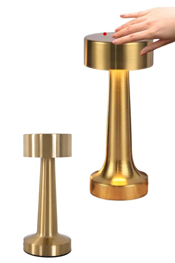 Altın Rengi Masa ve Gece Lambası Dokunmatik Şarjlı Masa Lambası - Lisinya